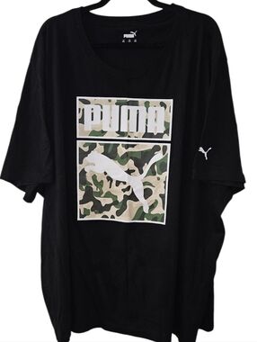 Puma Mens T Shirt Sz 4xl Black Round Neck Graphic Print Short Sleeve 100% Cotton